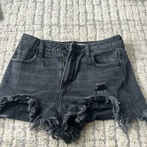 Hidden denim black jean shorts